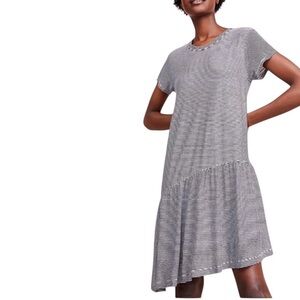 WILT Striped Asymmetric Drop Torso Tee Shirt Dress
